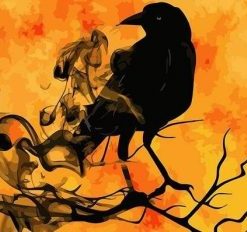 Crow with Smoke Paint By Numbers