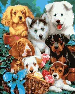 Cute Puppies paint by numbers