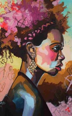 Young African Woman People Painting by numbers