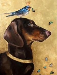 Dachshund Dog and Bird Paint By Numbers