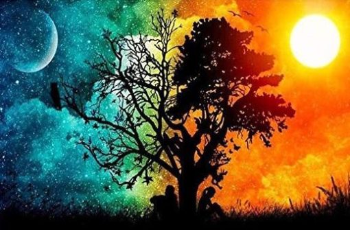 Day and Night Tree Paint By Numbers