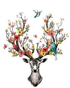 Deer Floral Antlers Paint By Numbers