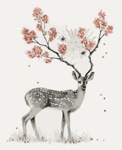 Deer With Flower Antlers Paint By Numbers