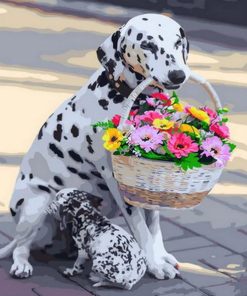 Dog With Basket Paint By Numbers