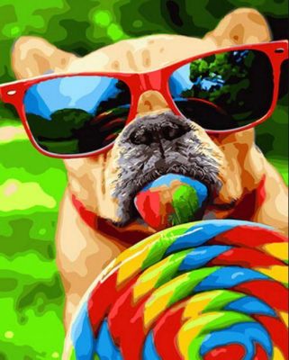 Dog With Lollipop Paint By Numbers