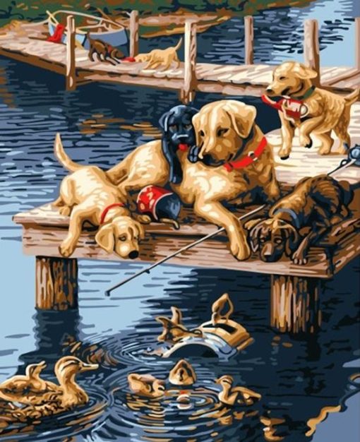 Doggies and Ducks Paint By Numbers