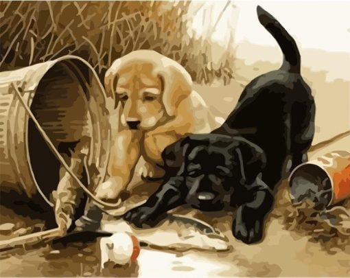 Dogs Fishing Paint By Numbers