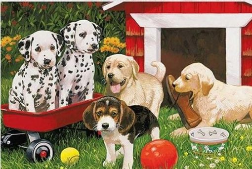 Dogs In Backyard Paint By Numbers