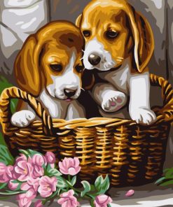 Dogs In Basket Paint By Numbers