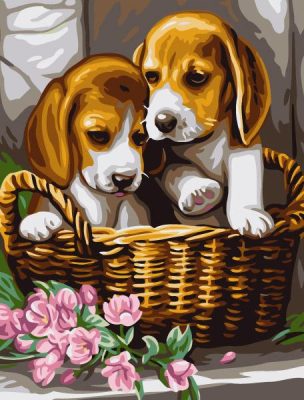 Dogs In Basket Paint By Numbers