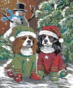 Dogs in Christmas Paint by Numbers