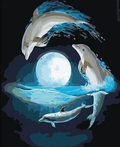 Dolphin at Moon Paint By Numbers