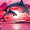 Dolphins in Pink Sky Paint By Numbers