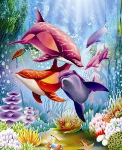Dolphins of Colours Paint By Numbers