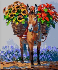 Donkey Carrying Flowers Paint By Numbers