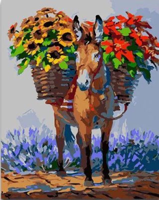 Donkey Carrying Flowers Paint By Numbers