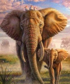 Elephant And Cub Paint by numbers