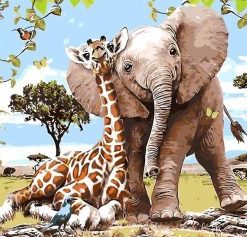 Elephant and Giraffe Paint By Numbers