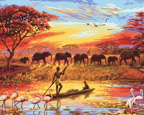 Elephants Silhouette Paint By Numbers