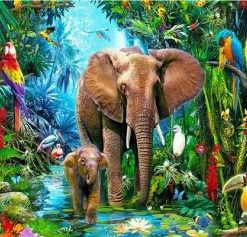 Elephants in The Jungle Paint By Numbers