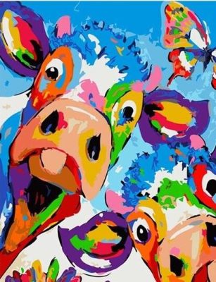 Exotic Colorful Cows Paint By Numbers