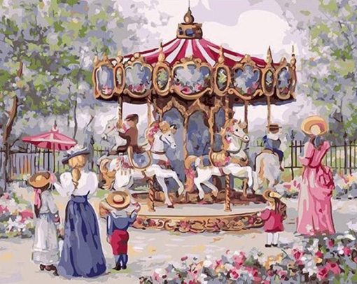 Family in Amusement Park Paint By Numbers