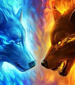 Fire and Ice Wolf Paint By Numbers