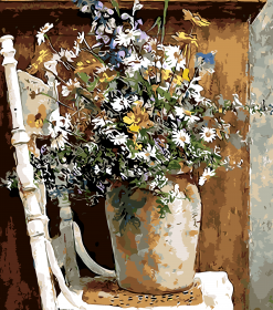 Flowers in an Old Vase Paint By Numbers