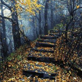 Forrest Stairs Path Paint By Numbers