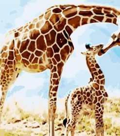 Giraffe Mom and Baby Paint By Numbers