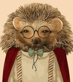 Hedgehog With Glasses Paint By Numbers