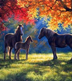 Horse Under Autumn Tree Paint By Numbers