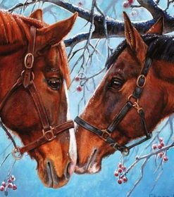 Horses Pear Blossom Paint By Numbers