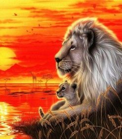 Lion King and His Cub Paint By Numbers