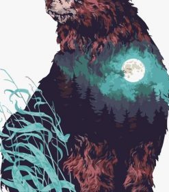 Moon Shadow Bear Paint By Numbers