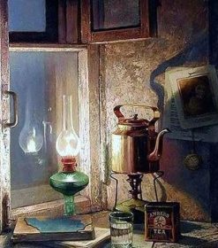 Oil Lamp on Desk Paint By Numbers