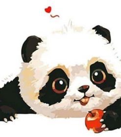 Panda With Apple Paint By Numbers
