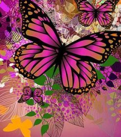 Pink Butterflies Paint By Numbers