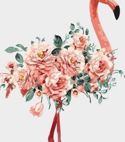 Pink Flower Flamingo Paint By Numbers