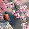 Pink Flowers and Bird Paint By Numbers