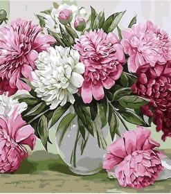 Pink Flowers in Vase Paint By Numbers