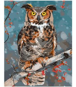 Plum Owl on Branch Paint By Numbers