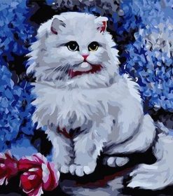 Pretty White Cat Paint By Numbers