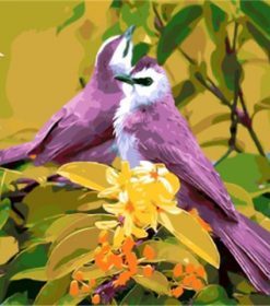 Purple Birds and Flowers Paint By Numbers