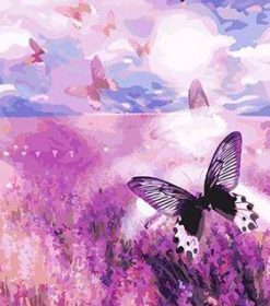 Purple Field Butterfly Paint By Numbers