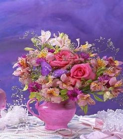 Purple Floral Vase Paint By Numbers