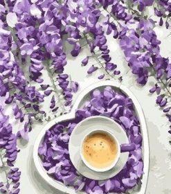 Purple Flower And Coffee Paint By Numbers