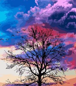 Purple Sky Tree Paint By Numbers