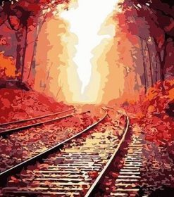 Railway in the Maple Forest Paint By Numbers