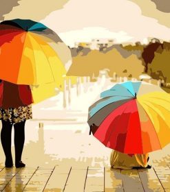 Rainbow Umbrella Girls Paint By Numbers